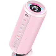 Cillso Portable Bluetooth Speaker M17, 20W HD Stereo Sound, Bluetooth 5.4, 20H Playtime, RGB LED Lights, IPX7 Waterproof, TWS Pairing, Pink
