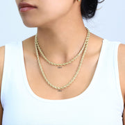 Nuragold 10K Yellow Gold 5mm Diamond Cut Rope Chain Necklace, 26in, Italian Jewelry for Men and Women NG10YRPH035-26