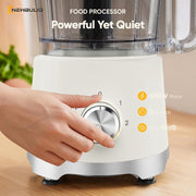 Gianna Food Processor, 10.5 Cup Capacity, 600W Motor, 5 Stainless Steel Blades, 3 Modes, White