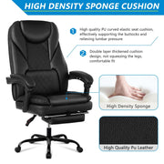 Coolhut 300PY-Black Executive Office Leather Chair with Foot Rest Black