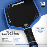 Franklin Sports Premier Carbon Fiber Pickleball Paddle, 14mm Polymer Core, Black Blue