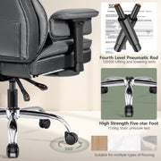 Coolhut Big and Tall PU Leather Office Chair, Adjustable Headrest and Footrest, 3D Adjustable Padded Armrest, Ergonomic Lumbar Support, Gray, CH-MP-312-1-Gray
