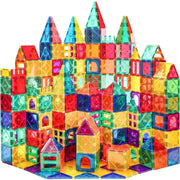 FunMagic Magnetic Tiles, 60-Piece STEM Building Set, Multicolor Magnetic Blocks with Portable Storage Bag for Kids Ages 3 to 8