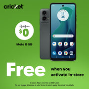 Motorola Moto G 2025 Cricket Wireless prepaid Smartphone 4GB RAM 6.7in 120Hz IPS LCD Display 50MP Camera Forest Gray
