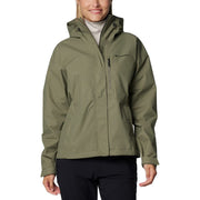 Columbia Hikebound II Women's Rain Jacket, Omni-Tech Waterproof Breathable, Adjustable Hood and Cuffs, Stone Green, XXL, 2086981-397
