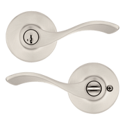 Kwikset Balboa Keyed Entry Lever Door Knob with SmartKey Security, Satin Nickel, Ambidextrous, Includes 2 Keys, 405BL 15 SMT 6AL RCS