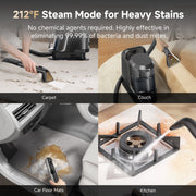 Uwant Carpet and Upholstery Cleaner, Portable Steam and Heating, 18Kpa Suction, 3 Cleaning Modes, Pet Pro Formula, 7 Accessories, Y100