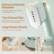 Newbealer NB316C Portable Handheld Garment Steamer, Leak-Proof Design, 15s Fast Heat-Up, 120ml Water Tank, Lightweight Travel Steamer, Mint Green