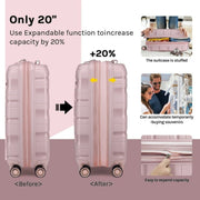 Melalenia Melalenia-1906 5 Luggage Sets PP Hardside Spinner Luggage, Pink