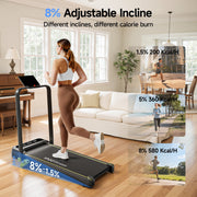 YPOO Foldable Treadmill w/Incline & Handle, Portable Walking Pad for Home/Office, 300 lb Capacity, Remote Control