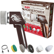 RUBY HORSEPOWER 17344 Waterproof Rechargeable Handheld 350 RPM Includes 5 Brush Heads
