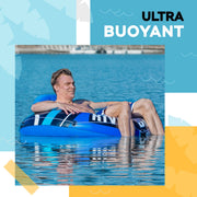 Sunlite Sports River Tube, Heavy-Duty Puncture-Resistant PVC, Two-Person 53-Inch Diameter with Detachable UPF 50 Canopy and Built-in Cooler, Blue, 3015SS