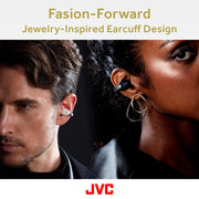 JVC Nearphones Open-Ear True Wireless Earbuds, Bluetooth 5.3, 24H Playback, IPX4 Water Resistant, Built-In Mic, Black, HANP1TB