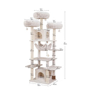 Vibrant Life 8-Level Cat Tree Sanctuary with Condos, Hammock, Perches, 6' High Beige