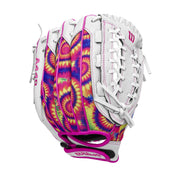 Wilson 2024 A440 Flash Youth Infield Fastpitch Softball Glove, 11.5in, Left Hand Throw, White Pink Tie Dye, WBW101641115