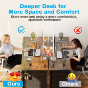 Sofanext Vintage Computer Desk, 48 Inch, 8 Fabric Drawers, Metal Frame, Adjustable Foot Pads, Vintage Style
