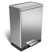 SimplyKleen Rectangular Hands-Free Kitchen Step Trash Can, 10.5 Gallon, Soft-Close Lid, Anti-Fingerprint Stainless Steel, Silver