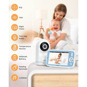BOIFUN VB805 Video Baby Monitor with 5-Inch IPS Display, 720p HD, 1500ft Range, Remote Pan-Tilt-Zoom Camera, 3X Digital Zoom, Auto Night Vision, Two-Way Talk, VOX Mode, Temperature and Humidity Sensor