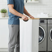 Tooloton Large Laundry Hamper, 60L Capacity, Natural Bamboo Frame, White, Collapsible Design, 8 x 16 x 26 in