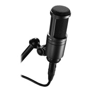 Audio-Technica AT2020 Cardioid Condenser Microphone Bundle with Suspension Boom Scissor Arm, 25-Foot XLR Cable, Pop Filter, Black