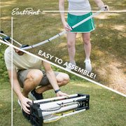 EastPoint Sports Easy Setup Badminton Set, Portable Alloy Steel Net and Rackets, Official Size 5 ft 1 in H x 15 ft L, Black/Grey