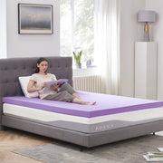 BDEUS Gel Memory Foam Mattress Topper, 2 Inch Cooling Ventilated Soft Plush, Twin Size, Purple