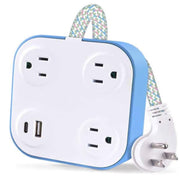 CyberPower DS304UCBL Surge Protector and Charger, 3 Grounded AC Outlets, 1000 Joules Surge Protection, USB-A 2.4A and USB-C 15W Ports, 4-Foot Braided Cord, Blue
