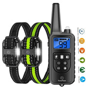 Heaflex HF003800 Dog Training Electric Collar 2600ft Remote 4 Modes Light Beep Vibration Shock Waterproof 2 Dogs, Black & Green