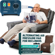 Lunderg Alternating Air Pressure Pad Recliner Chair Cushion Pressure Relief Bed Sore Prevention Medical-Grade Mattress Pad Cream UPC-LUN-ALTRECLINER-CREAM-KIT