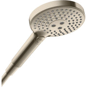 Axor ShowerSolutions 5-Inch Handheld Shower Head, 3 Jet Types PowderRain Rain Whirl, AirPower Technology, QuickClean Nozzles, Brushed Nickel, 1.75 GPM, 26052821