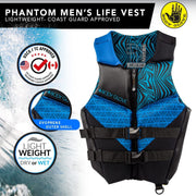 Body Glove Phantom Neoprene Life Jacket Mens USCG Type 3 PFD Blue Aqua Medium 20224-BLU/AQU2-M
