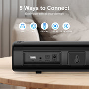 TOPVISION Sound Bar for TV, 50W Stereo with Bluetooth 5.4, Optical AUX RCA USB Inputs, DSP Technology, Slim Black SL02