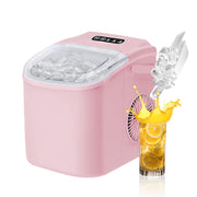 Kcpolre Portable Countertop Ice Maker, 26 lb Daily Output, Bullet Ice Cubes, Dual Size, Self-Cleaning, Quiet Operation, Pink, ZBJ-02
