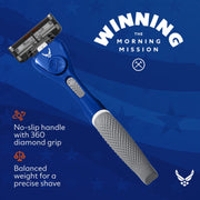 Dollar Shave Club 95240707 Air Force Branch Shaving Set with Textured Diamond Grip Handle, Pivoting Head, 2 Signature 6 Blade Razors