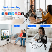 Campark AC09 Video Camera Camcorder, Dual Lens 5K 25FPS, 3-Inch 270 Rotating Touch Screen, 56MP Photo, Wi-Fi, External Microphone