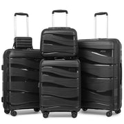 Melalenia Melalenia-1906 5 Luggage Sets PP Hardside Spinner Luggage, Black