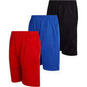 Mad Game Boys Active Shorts (3Pk), Size: 10, Black/Red/Royal - Lightweight