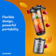Nutribullet Flex Portable Blender, 7.4V Motor, Stainless Steel Blades, Gunmetal, 20oz, NBPB10200