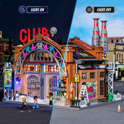 FUNWHOLE Music Dance Hall Lighting Street View Building Bricks Set, 2654 Pieces, Multicolor