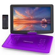 TENKER 17.9 Portable DVD Player, 6 Hours Rechargeable Battery, Purple