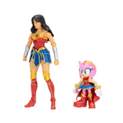 Jakks Pacific DC x Sonic The Hedgehog Amy as Wonder Woman 2.5 Inch and Wonder Woman 5 Inch Action Figures Multipack 430934-V1