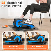 Funslim Under Desk Elliptical Trainer, Quiet Portable Electric Seated Pedal Exerciser, 12 Adjustable Speeds, Digital Display, Remote Control, Blue, EB030