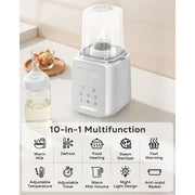 Rupoun 8 in 1 Baby Bottle Warmer, Portable Fast Heating with Timer, Temperature Control, White