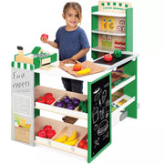 Best Choice Products 89409483 Kids Pretend Play Grocery Store Wooden Supermarket Set w/ Chalkboard Cash Register Green