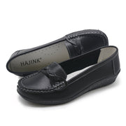 HAJINK Womens Loafers Flats Casual Shoes, Faux Leather, Platform Flat Heel, Black