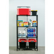 Armadillo ARRR36B Tough Collapsible Large 4 Tier Metal Storage Shelf with 300 lb. Capacity with Wheels