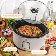 Beautiful 19459 6 Qt Programmable Slow Cooker, Porcini Taupe