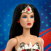 Mattel Barbie Wonder Woman Doll, Collectible with Red and Blue Star-Spangled Tank Suit, Golden Accessories, Lasso of Truth, Doll Stand, JBJ36