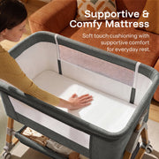 HARPPA 3-in-1 Baby Bassinet Bedside Sleeper with Adjustable Height, Breathable Mesh Sides, Mosquito Net, Storage Basket, Gray, XYT607