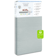 Delta Children Winter Breeze Crib and Toddler Mattress, Breathable Cloud Core, Machine Washable Cover, Waterproof, GREENGUARD Gold, Artic Blue White
